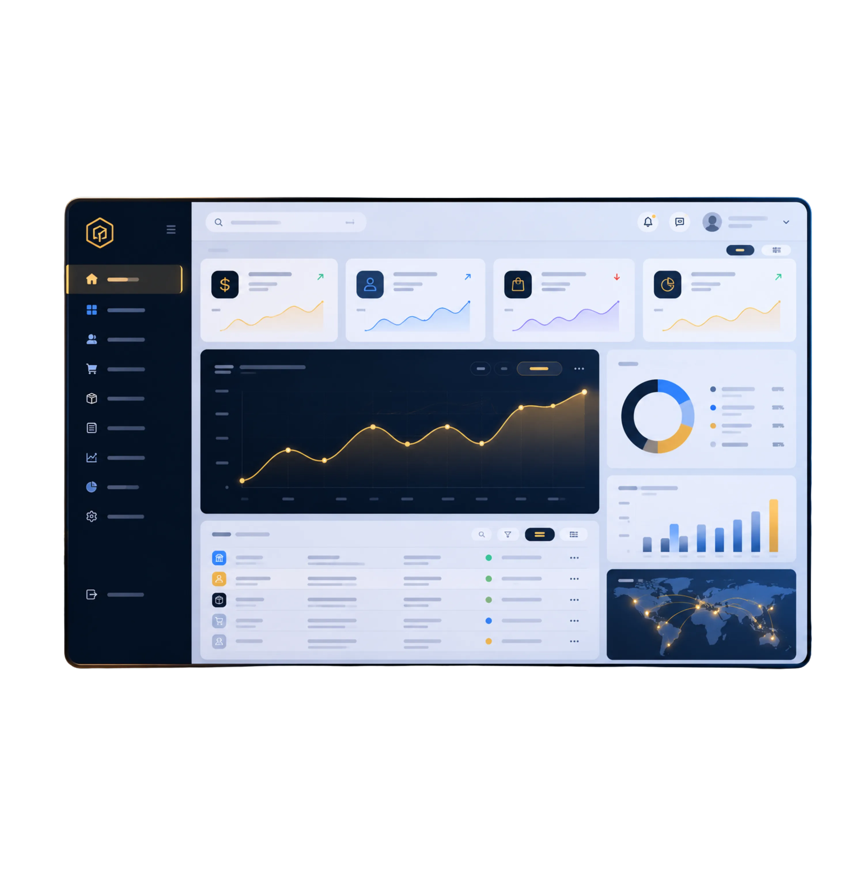 Dashboard de analítica de datos con métricas, gráficos y reportes
