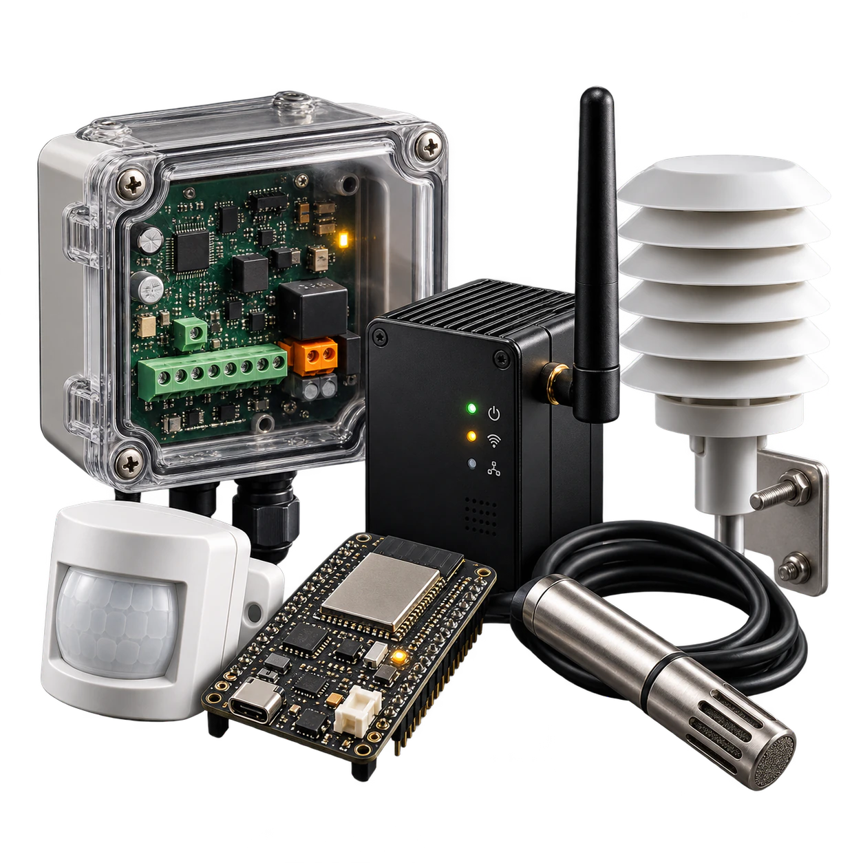 Dispositivos IoT y soluciones electrónicas con monitoreo y sensores en tiempo real